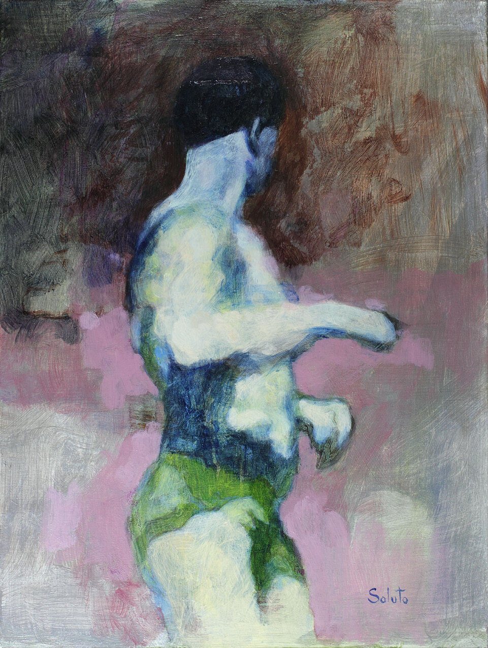 nu, acrylique, board, grey, painting, body, soluto