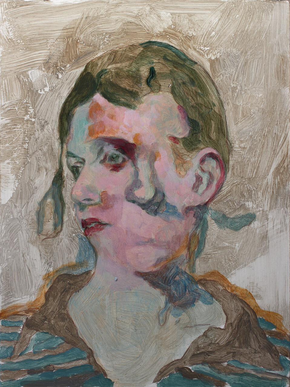 nu, acrylique, board, grey, painting, body, soluto