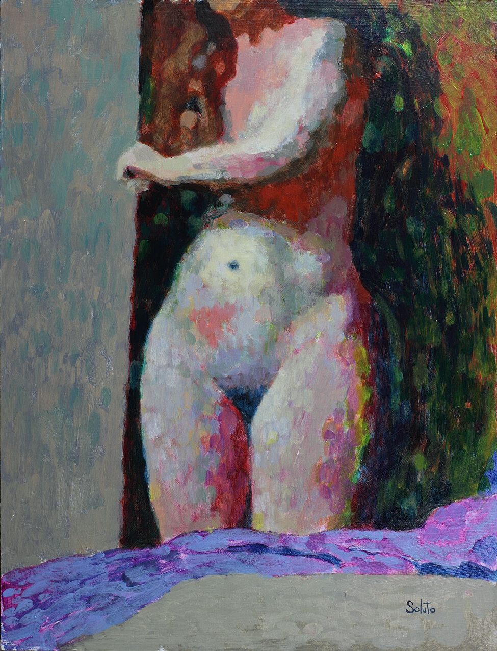 nu, acrylique, board, grey, painting, body, soluto