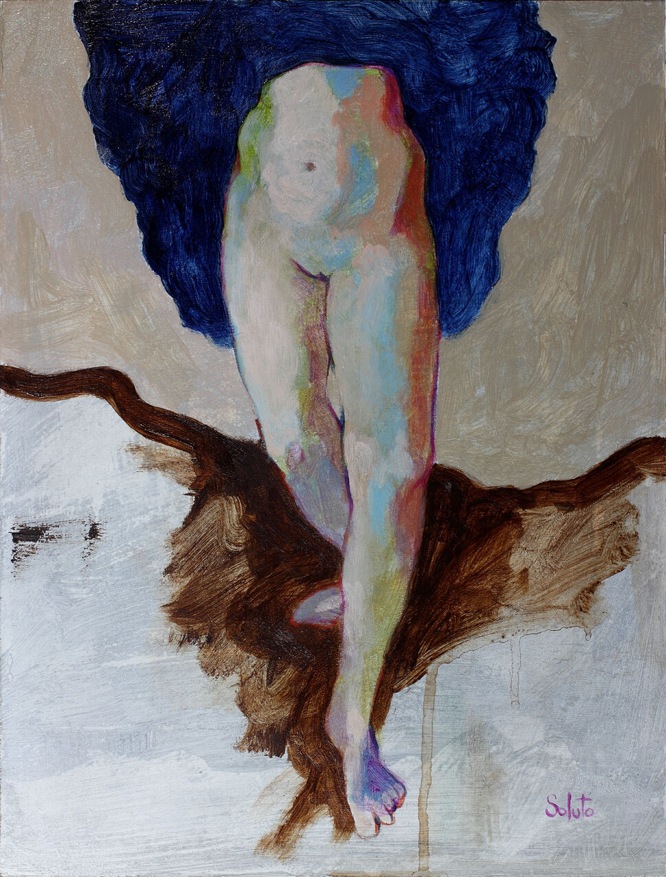 nu, acrylique, board, grey, painting, body, soluto