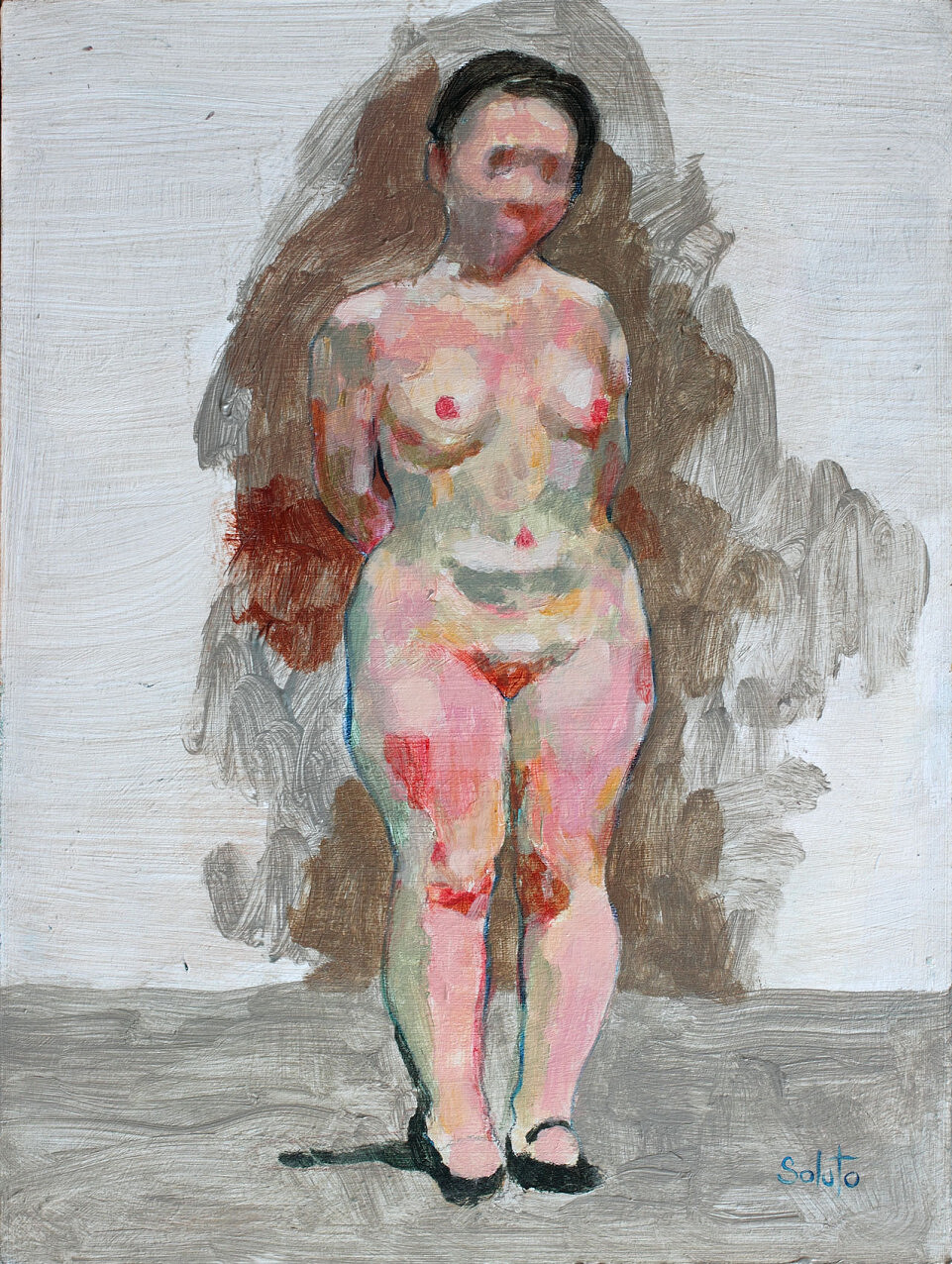 peinture, nu, acrylique, board, grey, painting, body, soluto