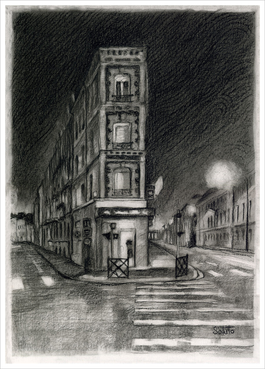paysage, fusain, croquis havrais, dessin, grey, soluto