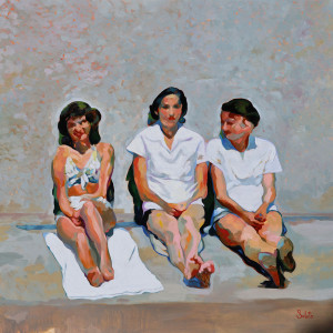 Nageuses au repos, Oil on canvas, 80 cm x 80 cm, 2026